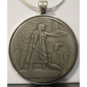 Morrigan the Queen of Battles – 24 Inch Sterling Silver Necklace, Coin-Pendant